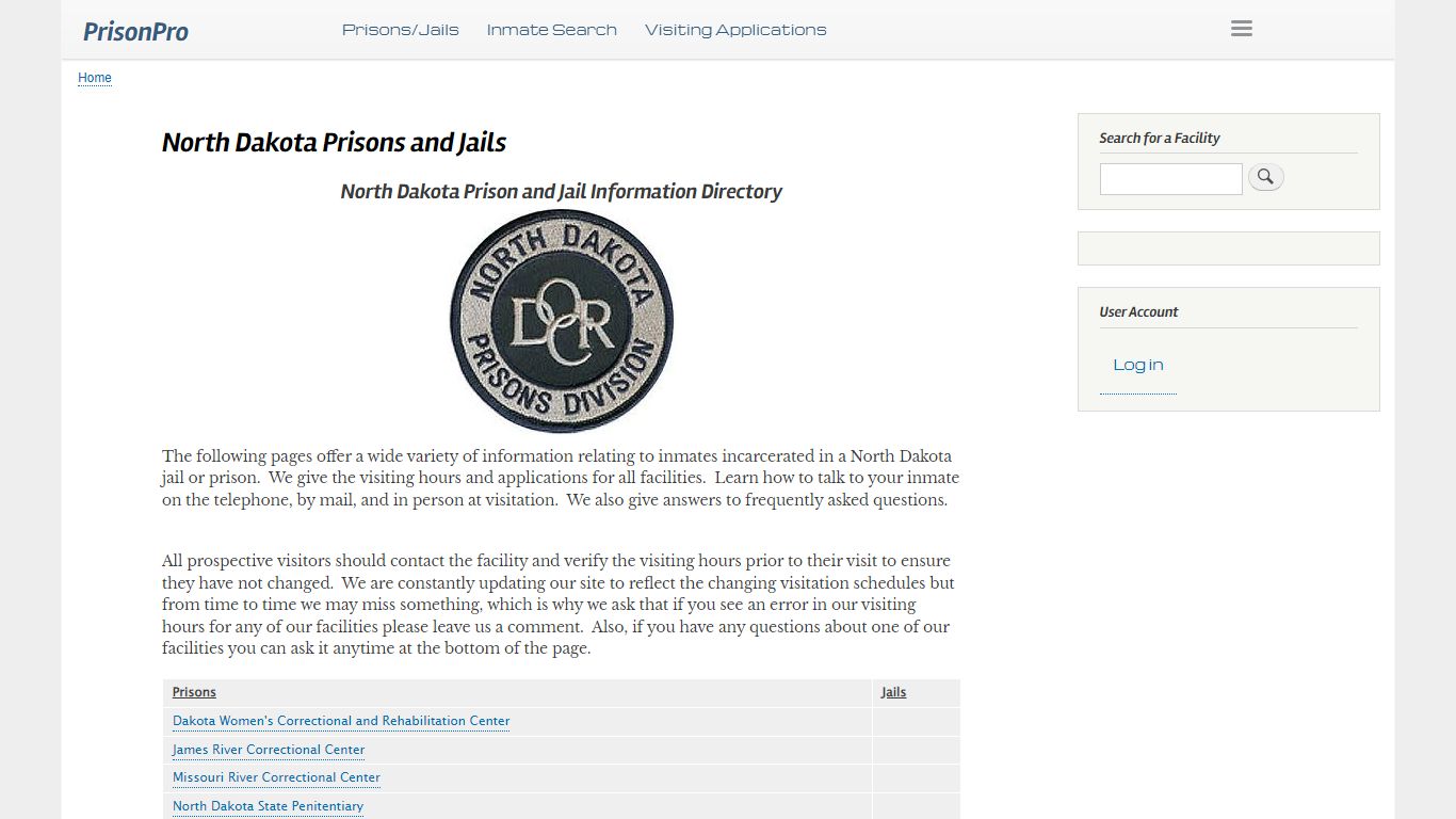 North Dakota Prisons and Jails | PrisonPro